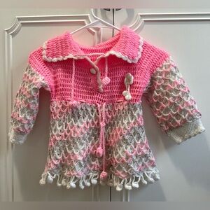 Knit Handmade Crochet Girls Reversible Pullover